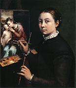 Sofonisba Anguissola Easel Painting a Devotional Panel oil on canvas